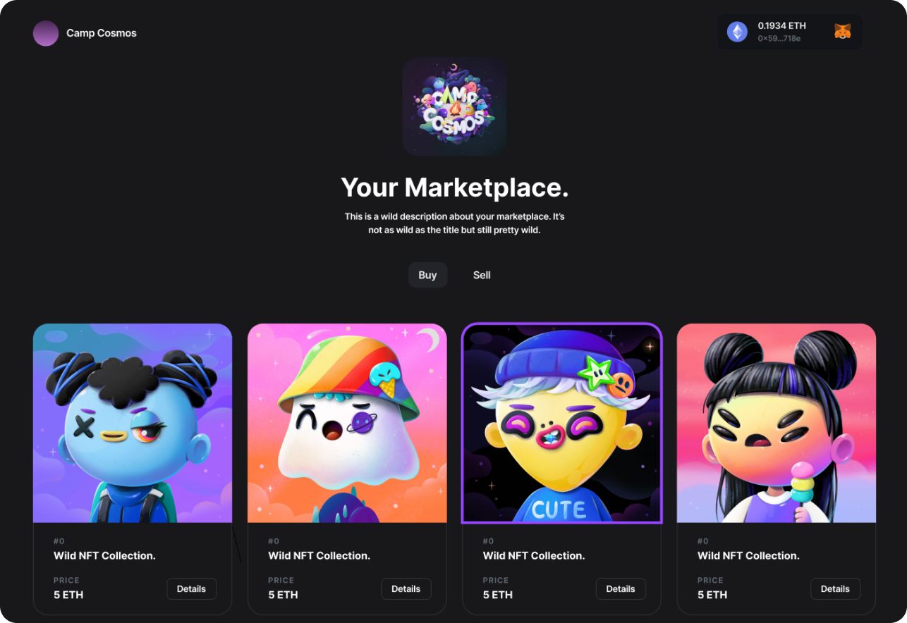 Screenshot of Marketplace template